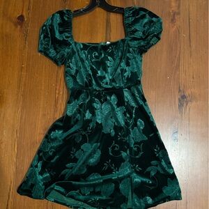 Altar'd State Hunter Green Velvet party Dress